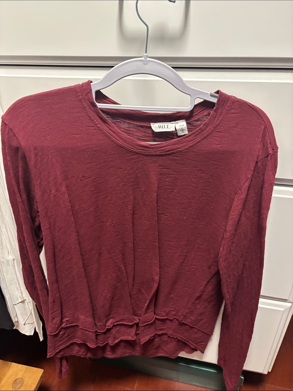 WILT Women's Long Sleeve Crewneck Top - Red XS